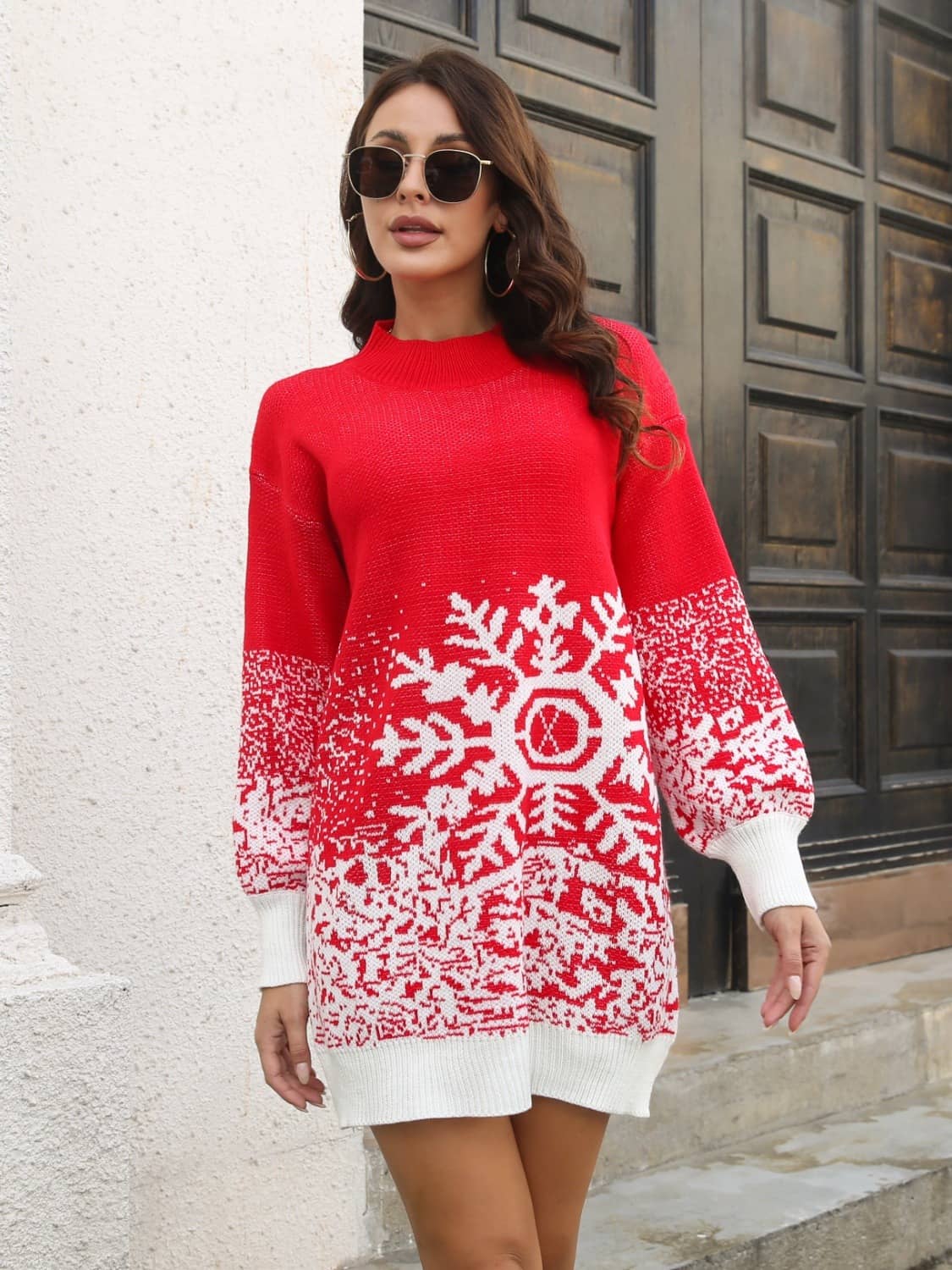 christmas sweatshirt dress Red