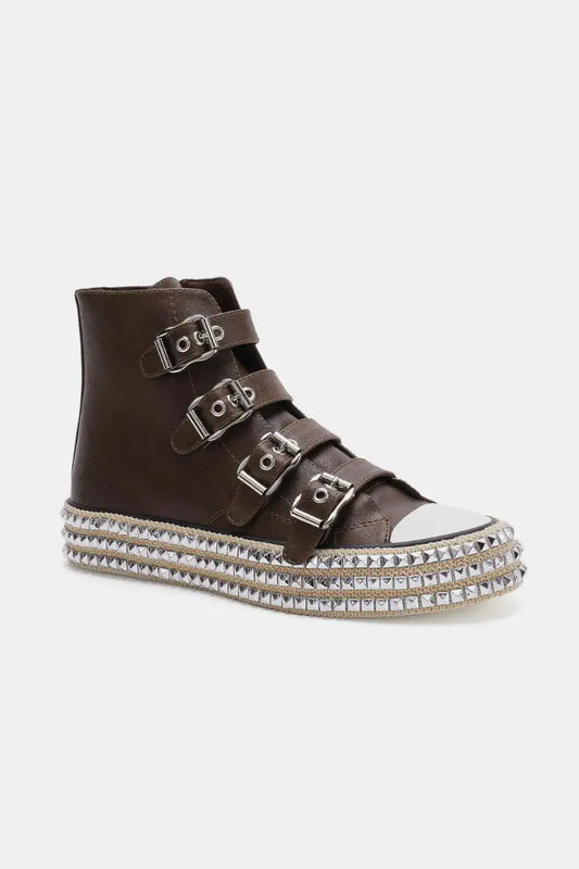 Multi Straps Studded Platform Sneakers