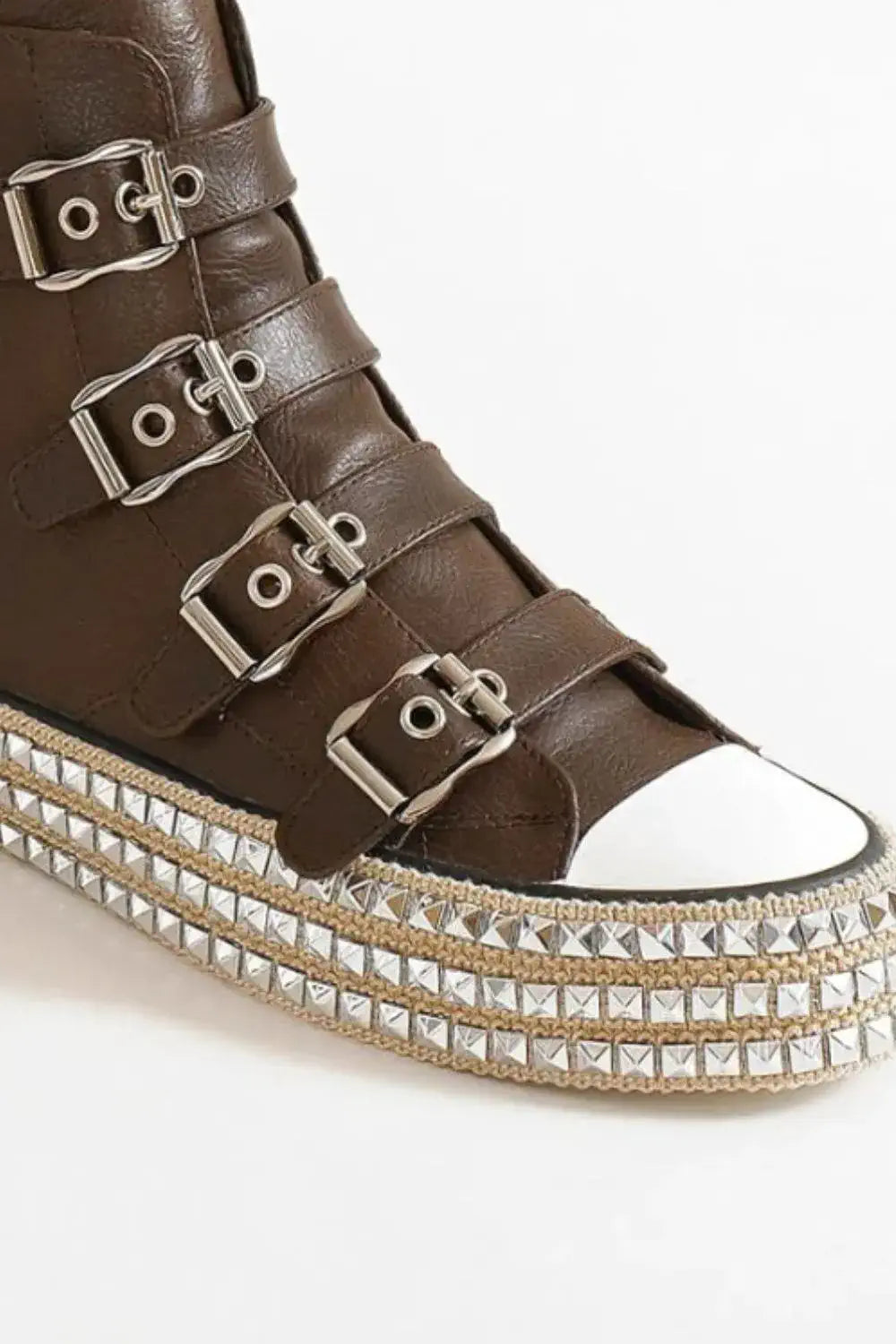 Multi Straps Studded Platform Sneakers