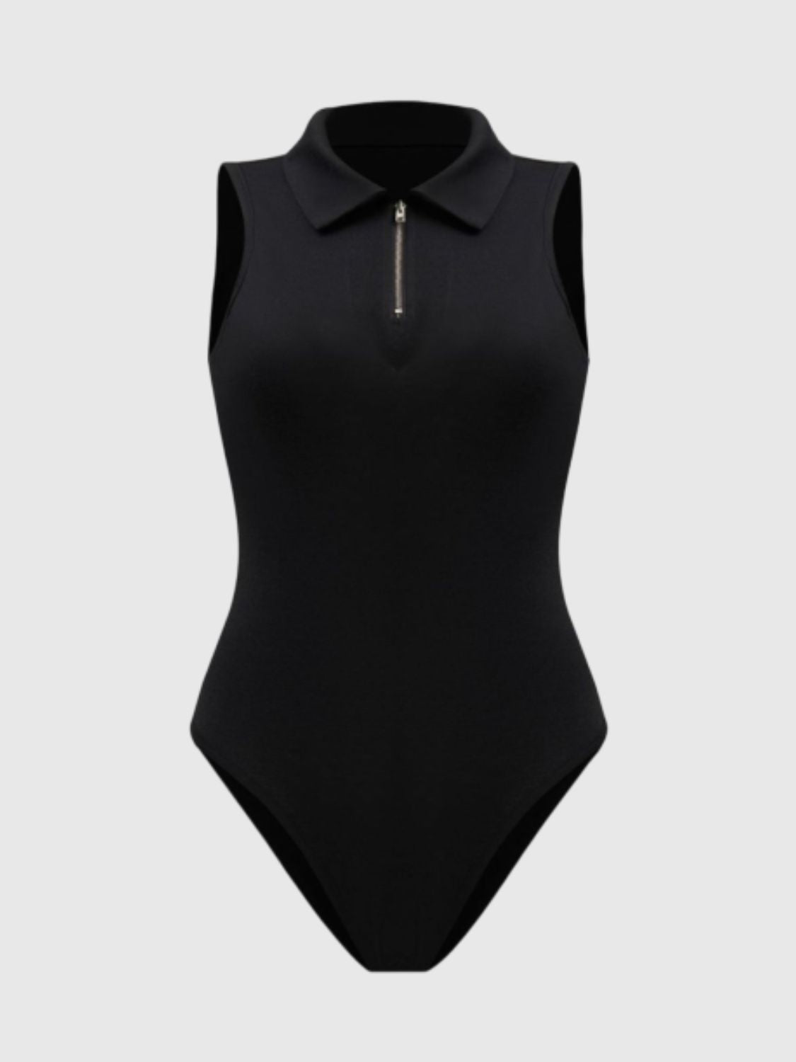 black sleeveless bodysuit