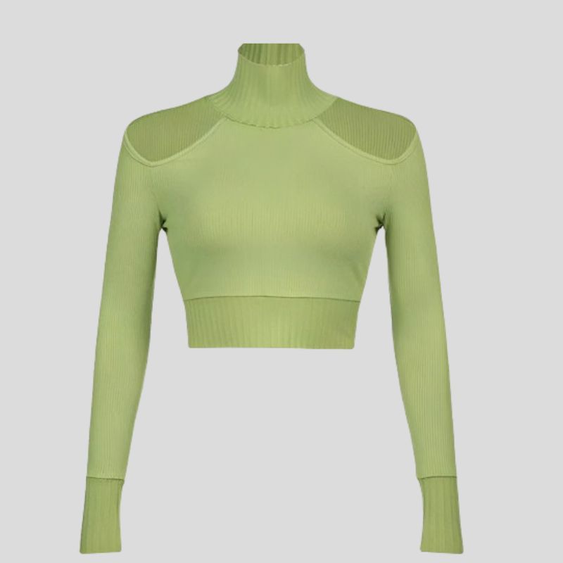 cut out shoulder long sleeve top