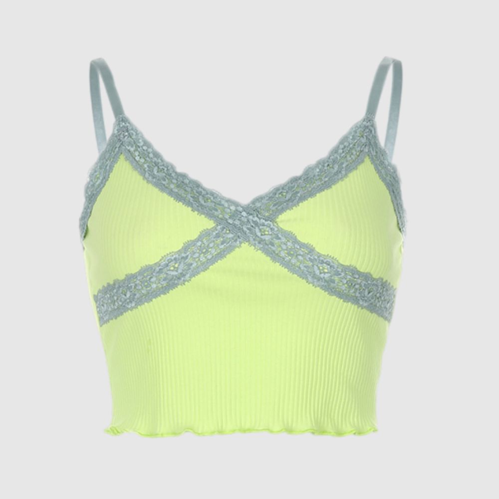 crop top with spaghetti straps Green