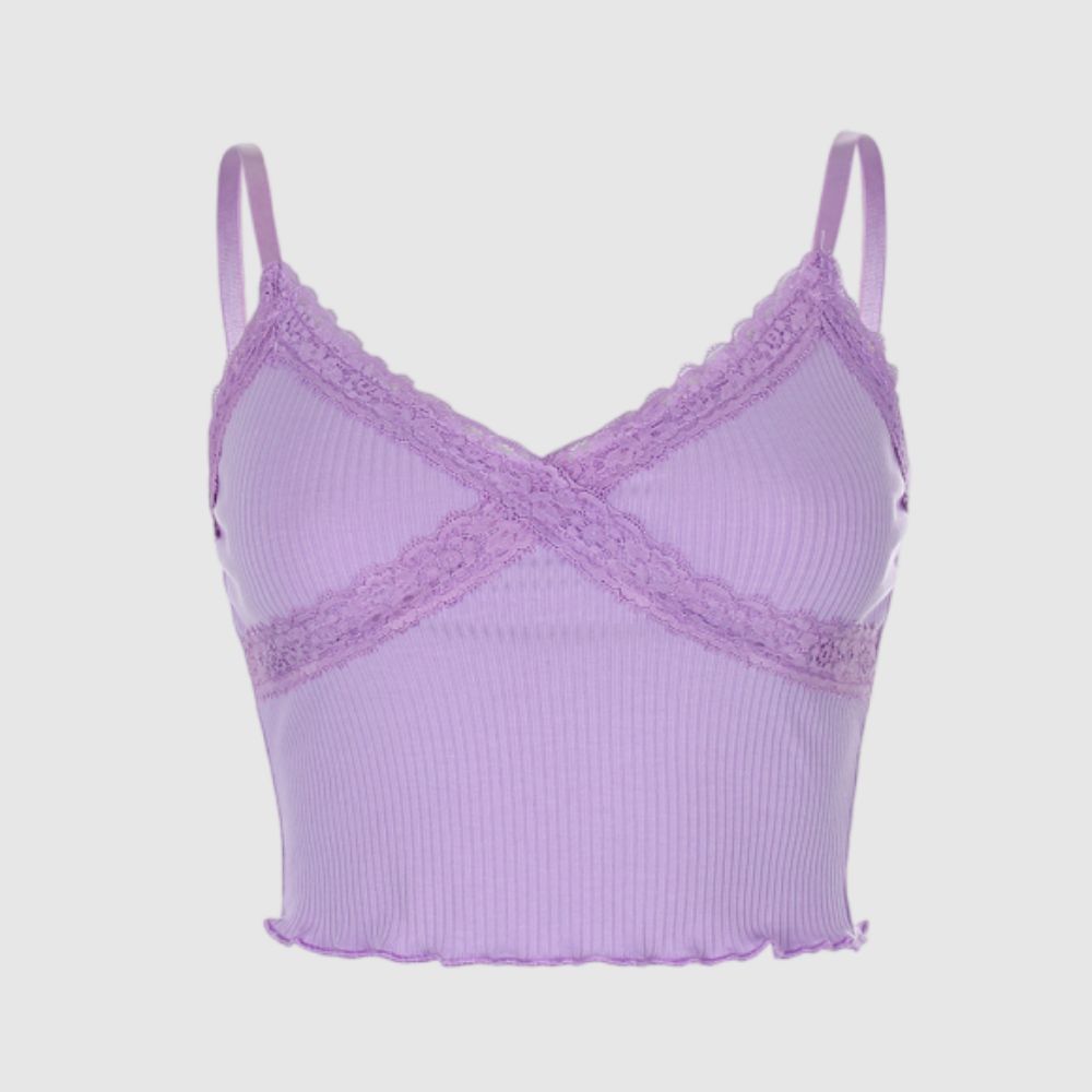 crop top with spaghetti straps Purple