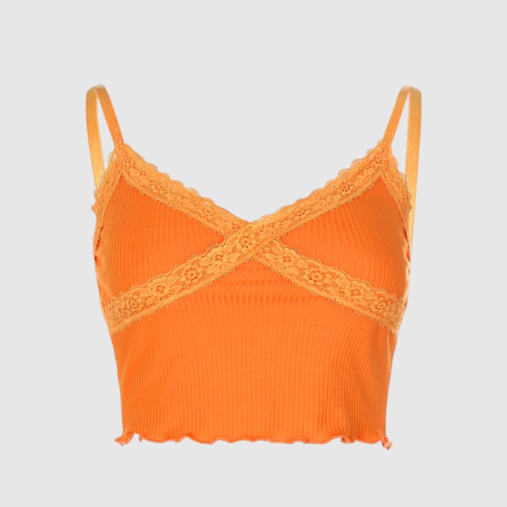 crop top with spaghetti straps Orange