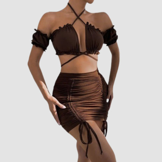 two piece club set Brown