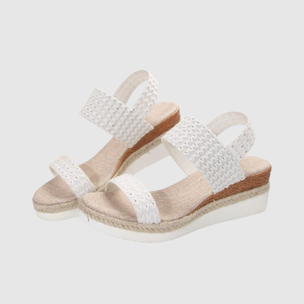 comfortable low wedge sandals White