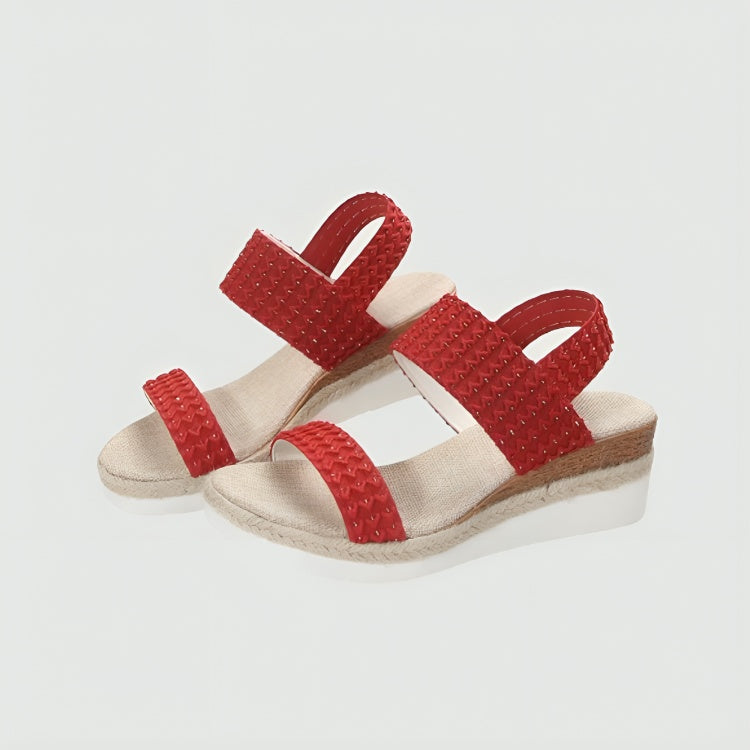 comfortable low wedge sandals Red