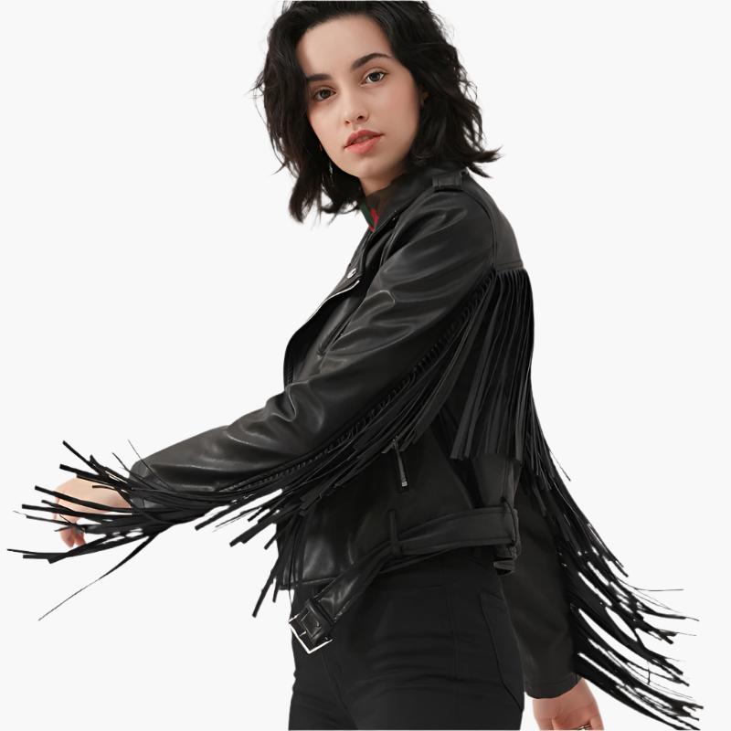 faux leather moto jacket women's