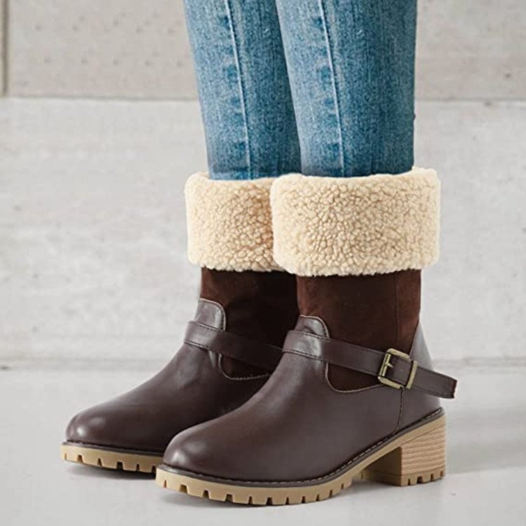 fold over boots with fur Coffee