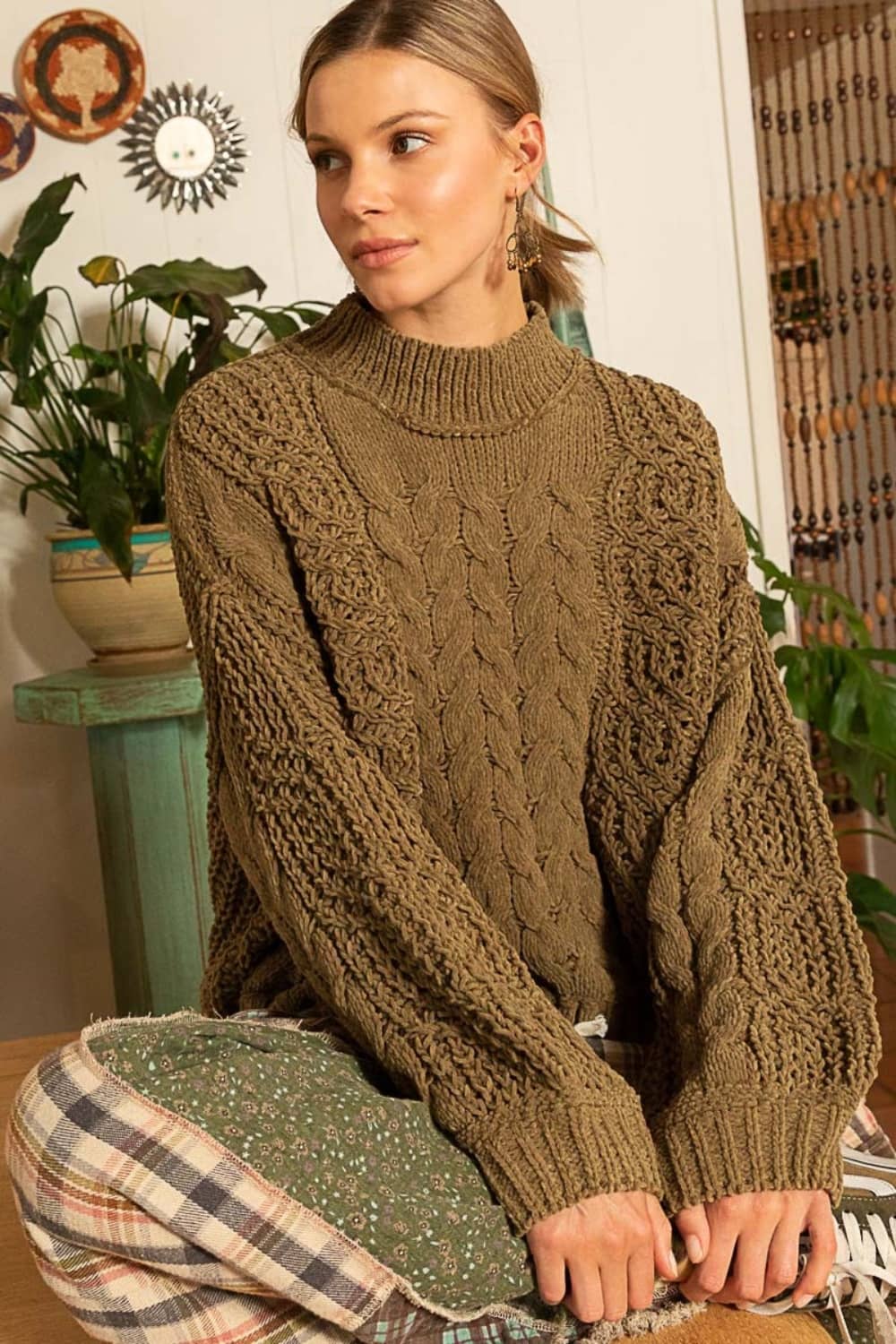 women's cable knit sweater