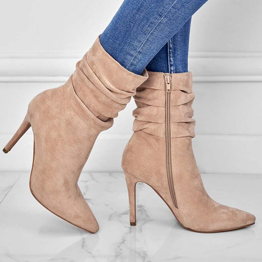 womens suede ankle boots Apricot