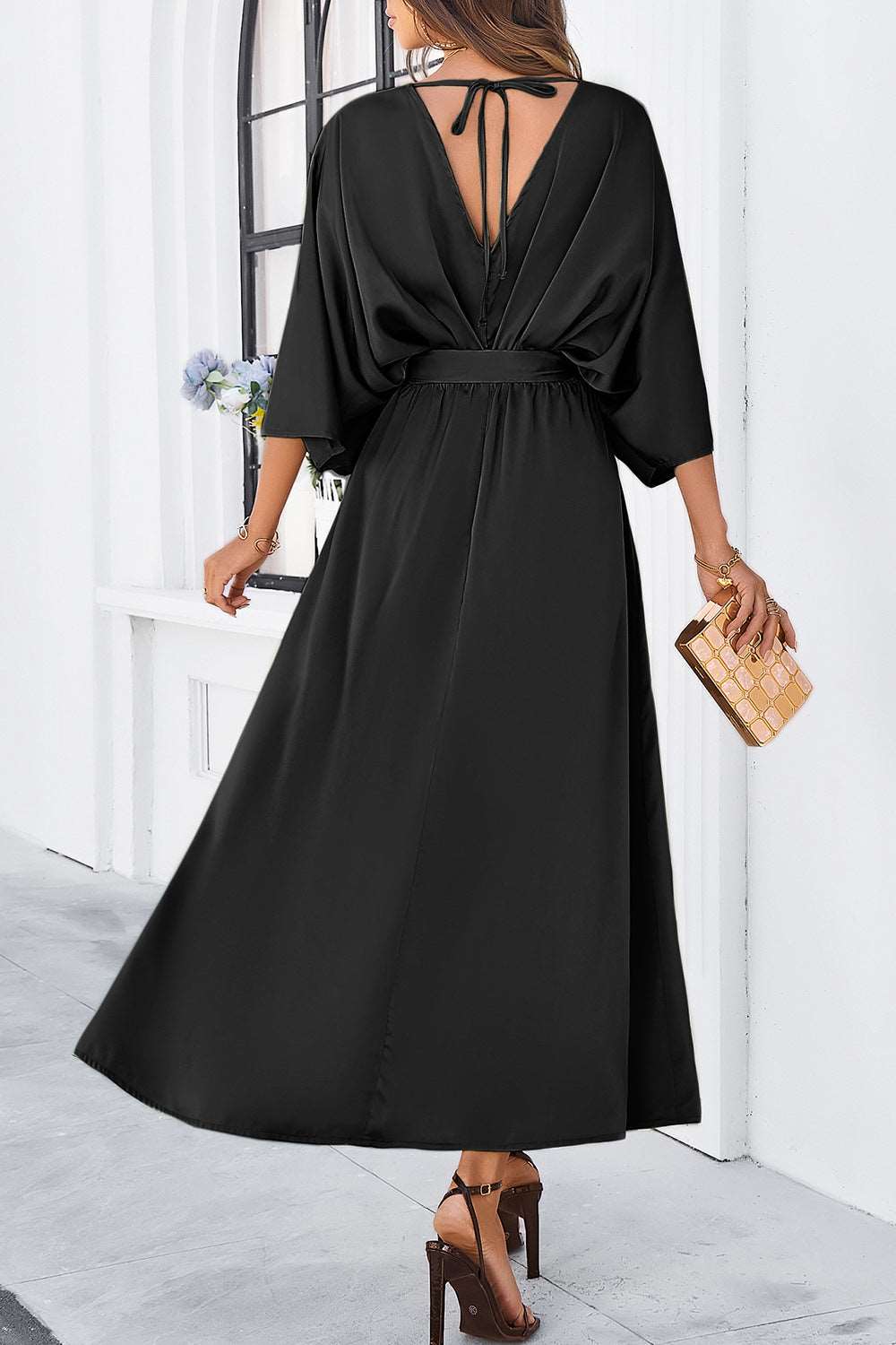 3/4 sleeve dress for wedding guest