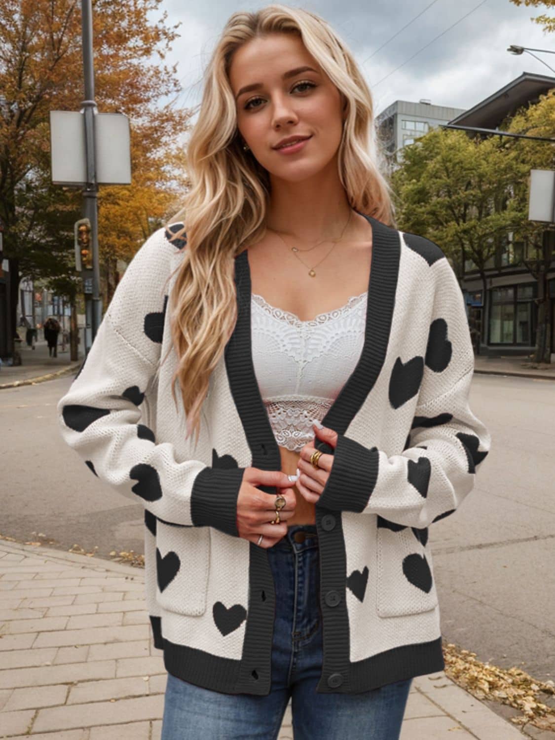 women's heart cardigan