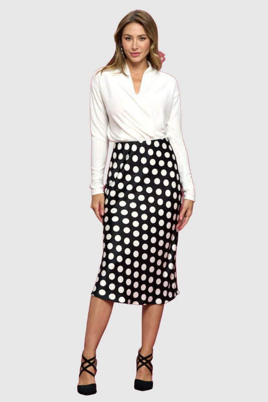 polka dot midi skirt