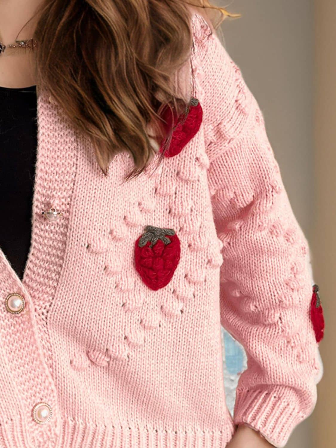 women's strawberry cardigan