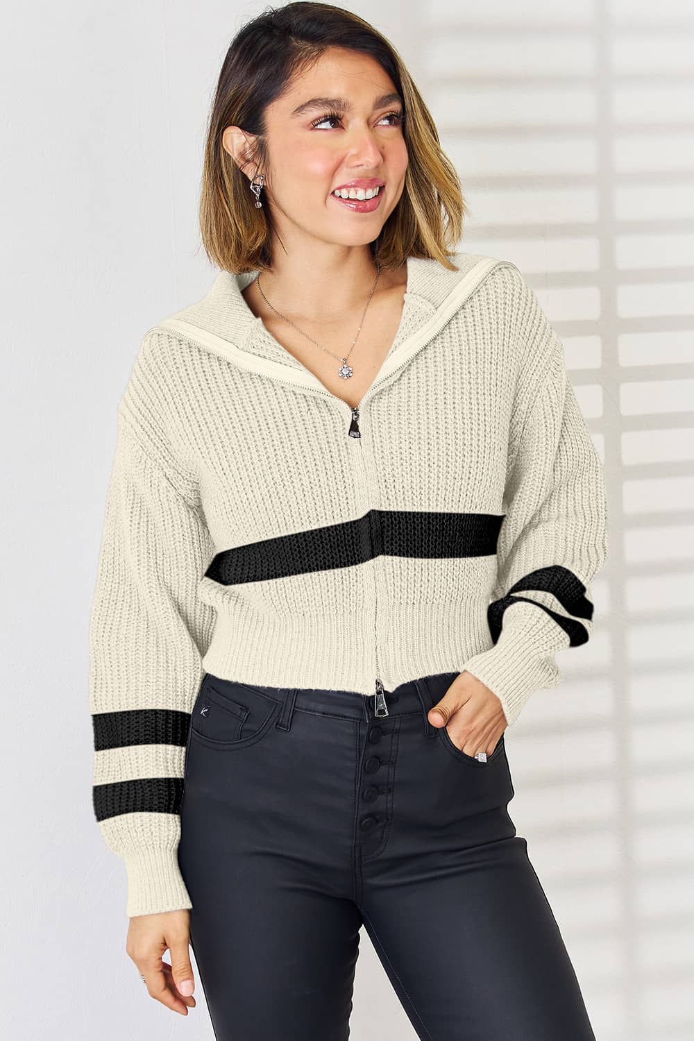 striped cardigan sweater womens Tan