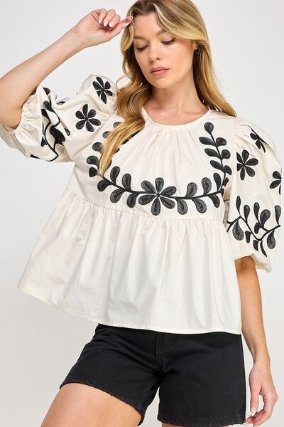 cotton peplum blouse Cream