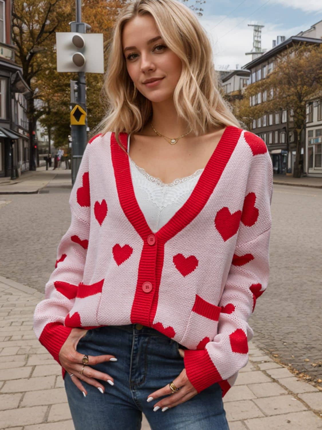 women's heart cardigan