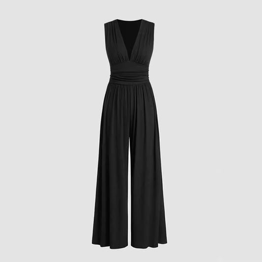 sleeveless wide leg jumpsuit