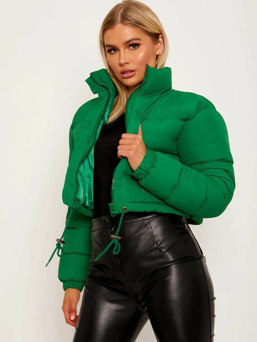 women's cropped puffer jacket Green