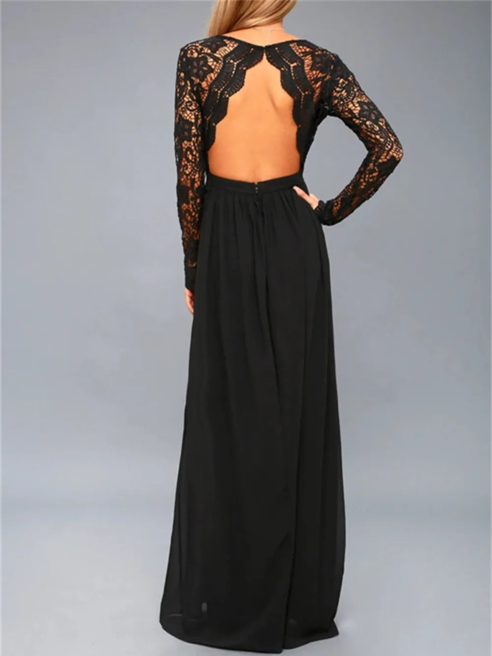 backless evening dress Black