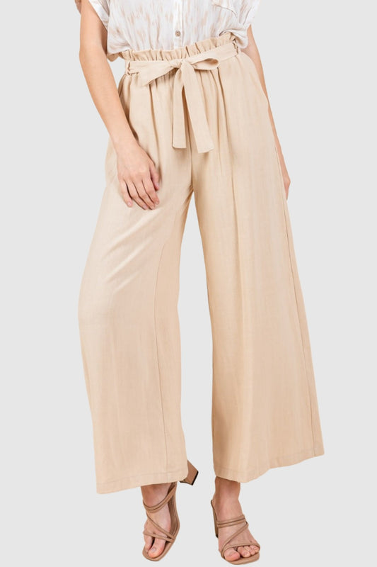 wide leg tie waist pants