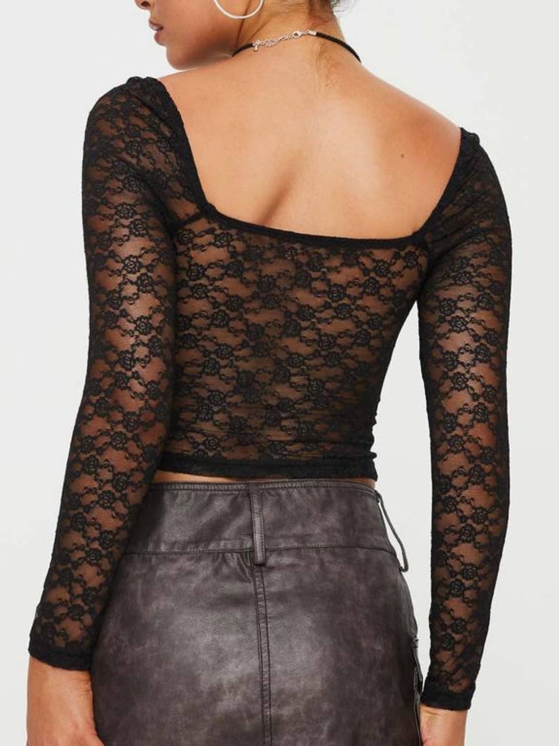 black long sleeve lace top