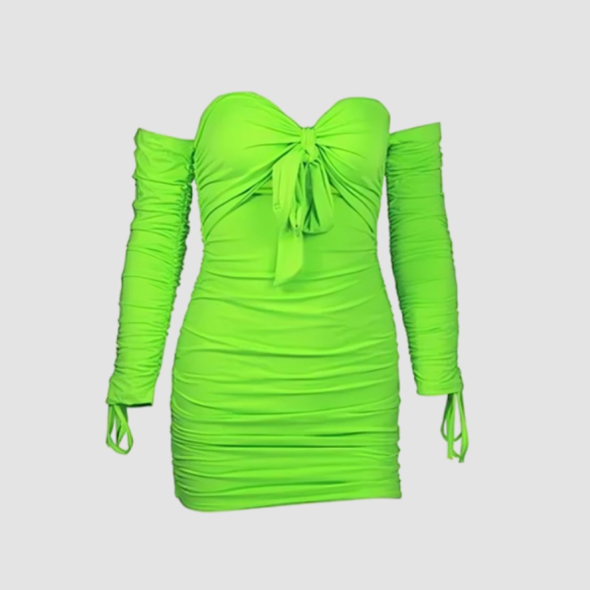 bodycon dress off shoulder fluorescent green