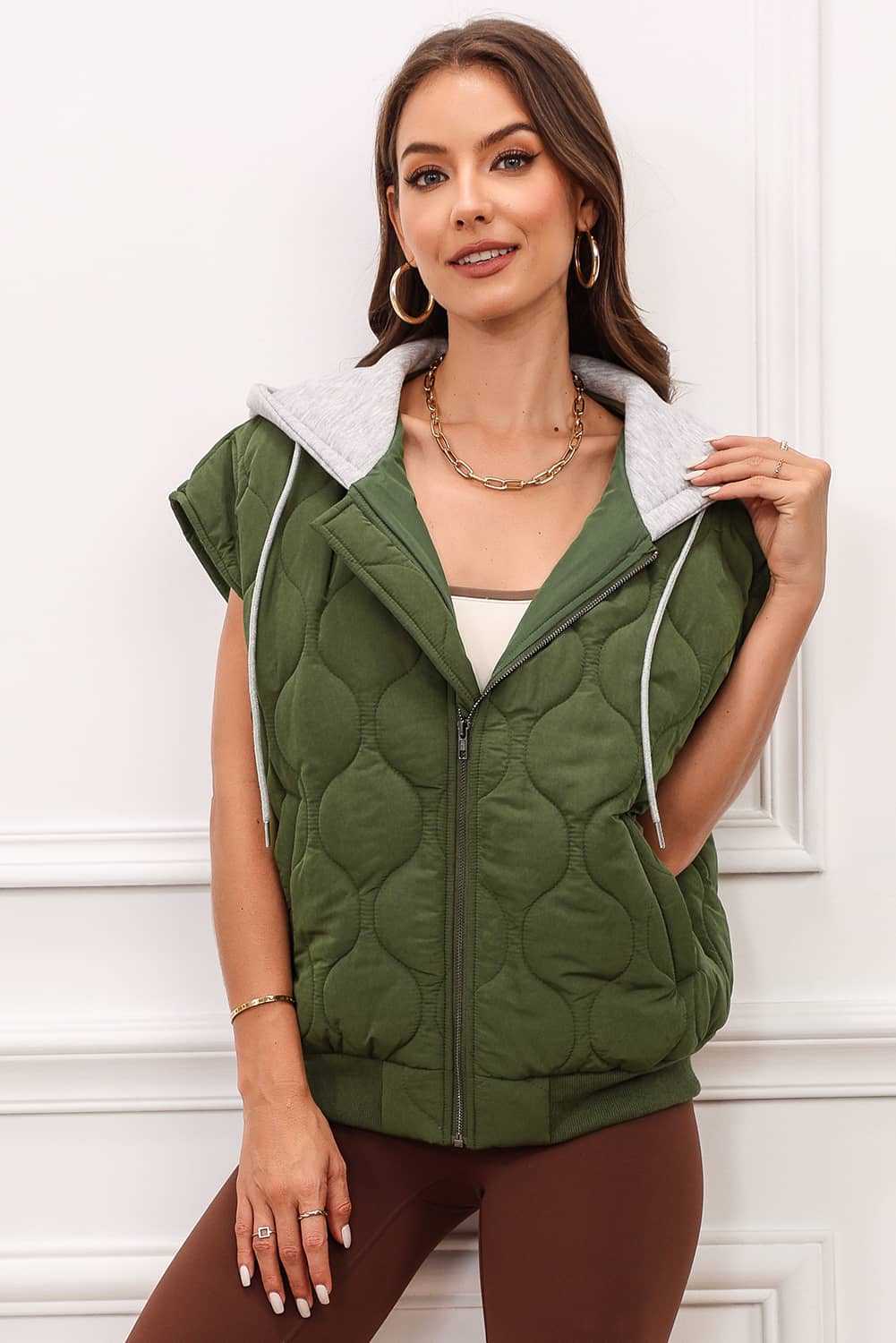 women's hooded puffer vest