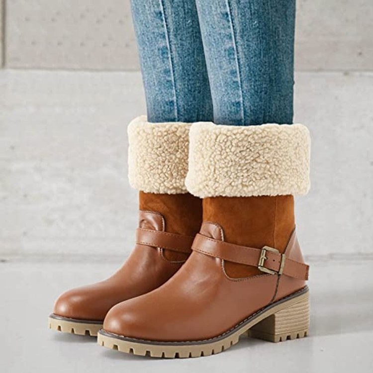 fold over boots with fur Light Brown