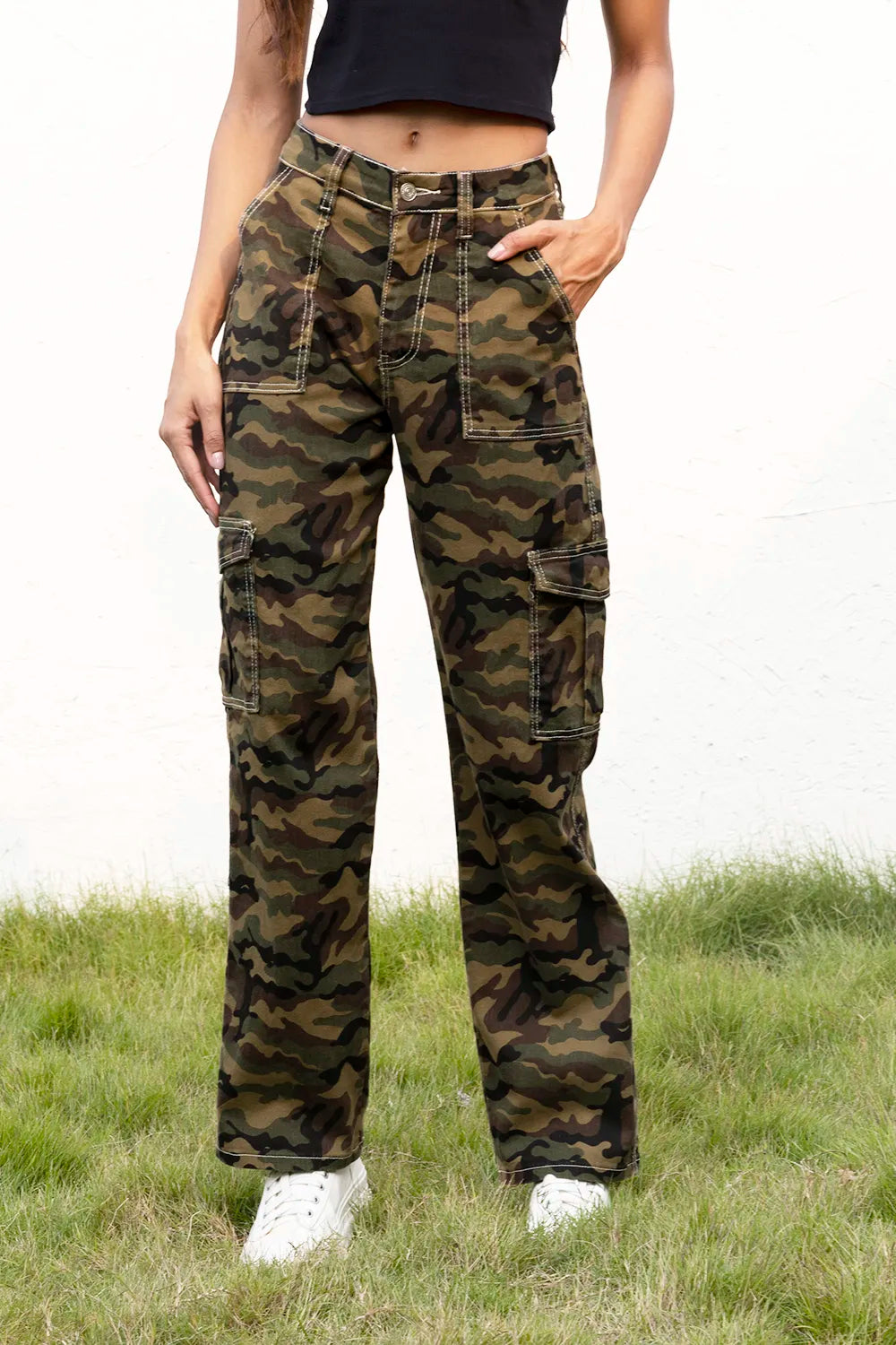 cargo camo pants womens