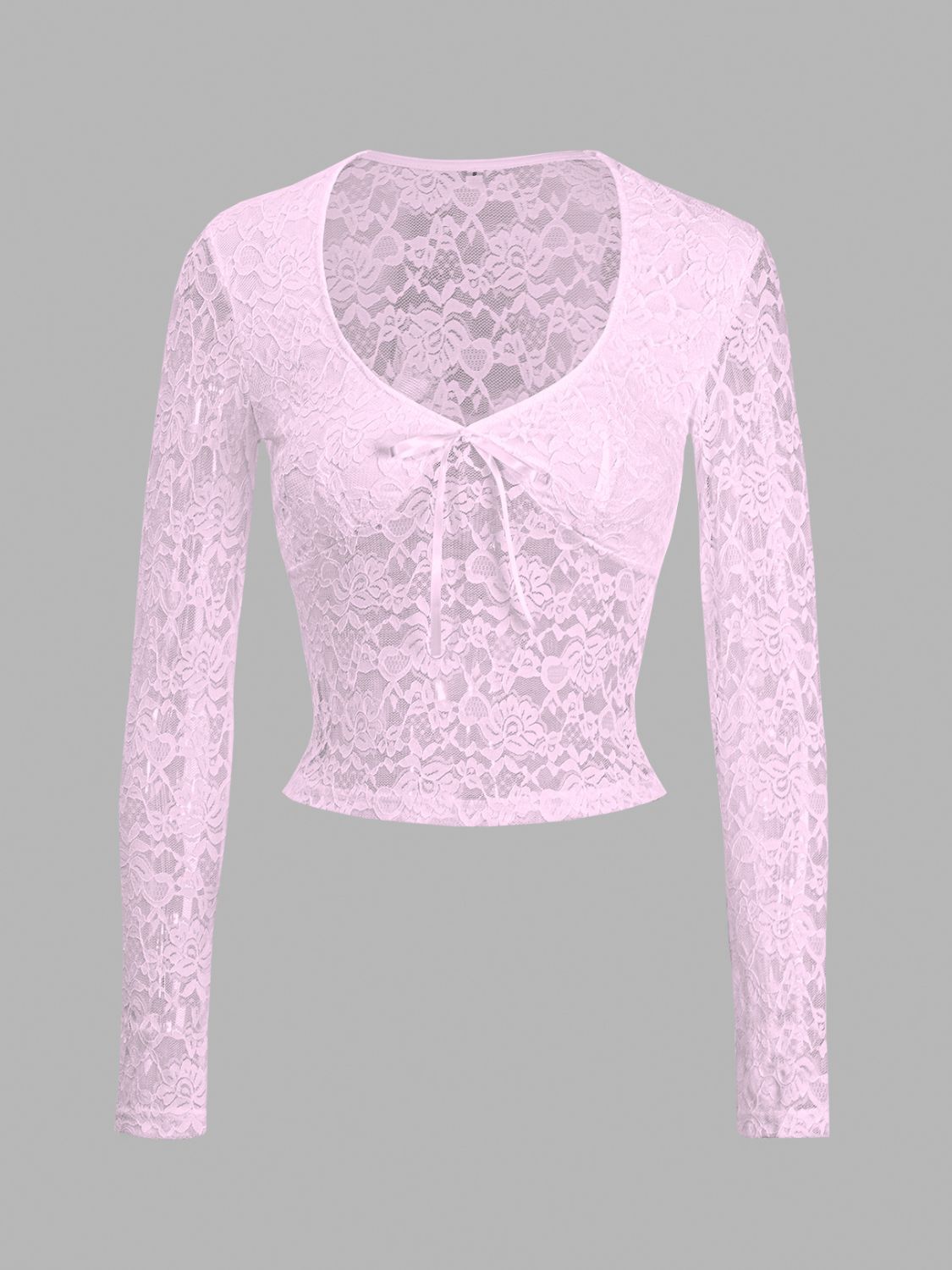 Scoop Neck Long Sleeve Lace Top