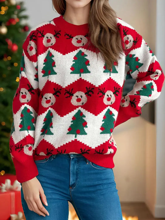 christmas sweater with tree Scarlet One Size