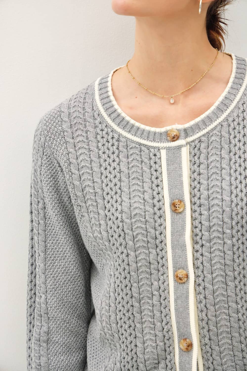 chunky cable knit cardigan women's​