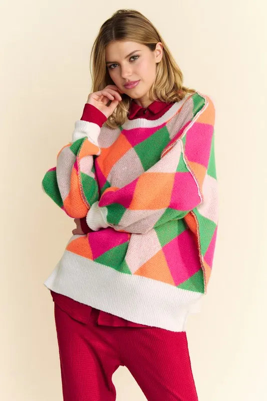 color block women's sweater