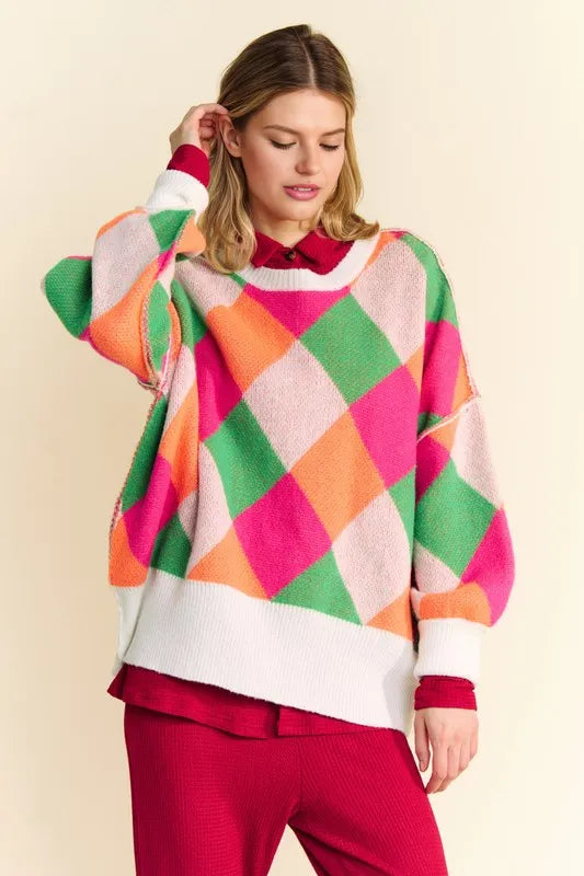 color block women's sweater