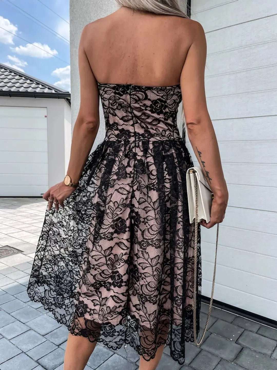 lace strapless dress