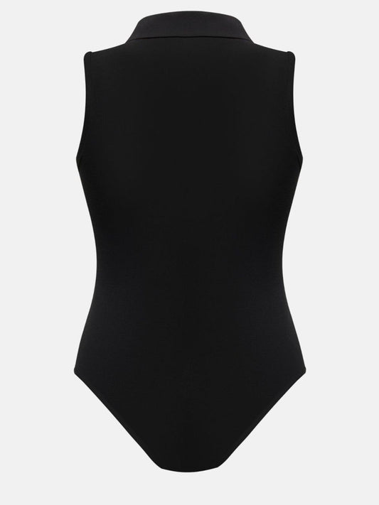 black sleeveless bodysuit