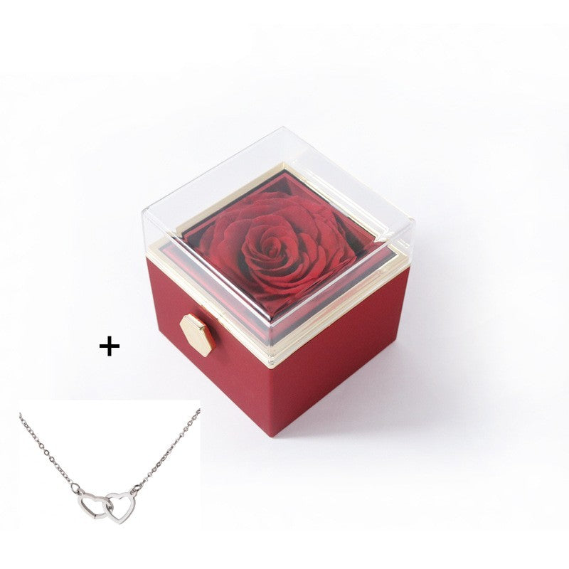 Valentine's Flip Box with Necklace Red Box with Silver Necklace