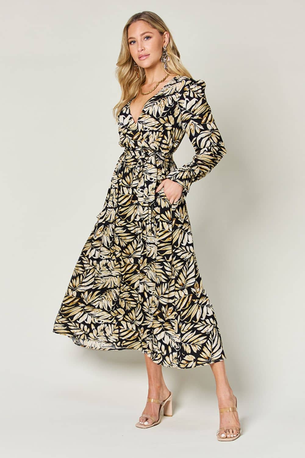 long sleeve flounce dress