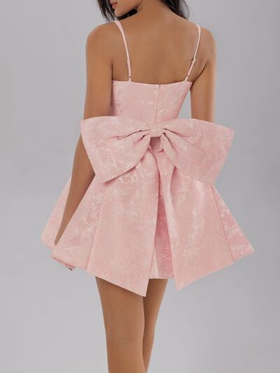 pink mini dress with bow Blush Pink