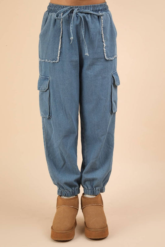 women's jogger cargo pants Indigo