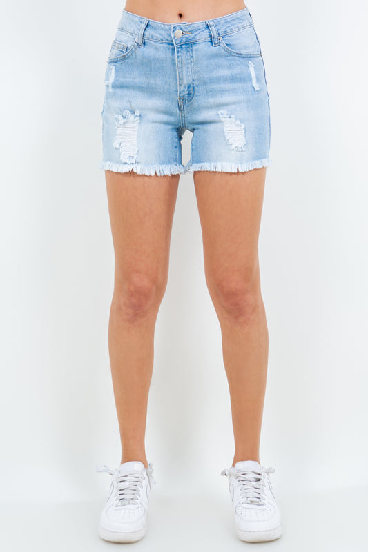 distressed high waist denim shorts