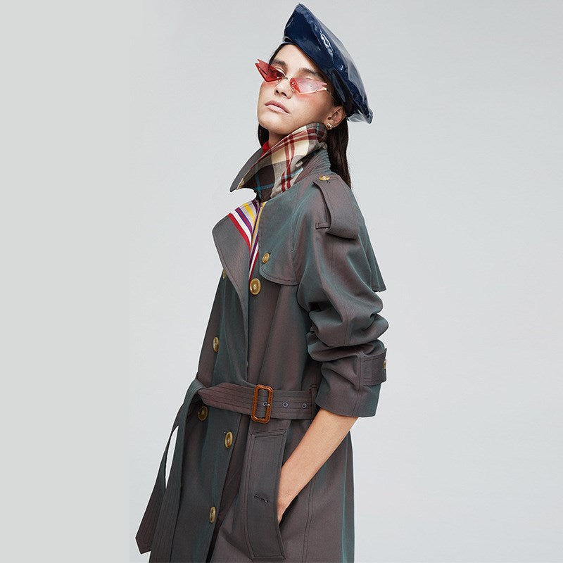 double breasted women's trench coat​