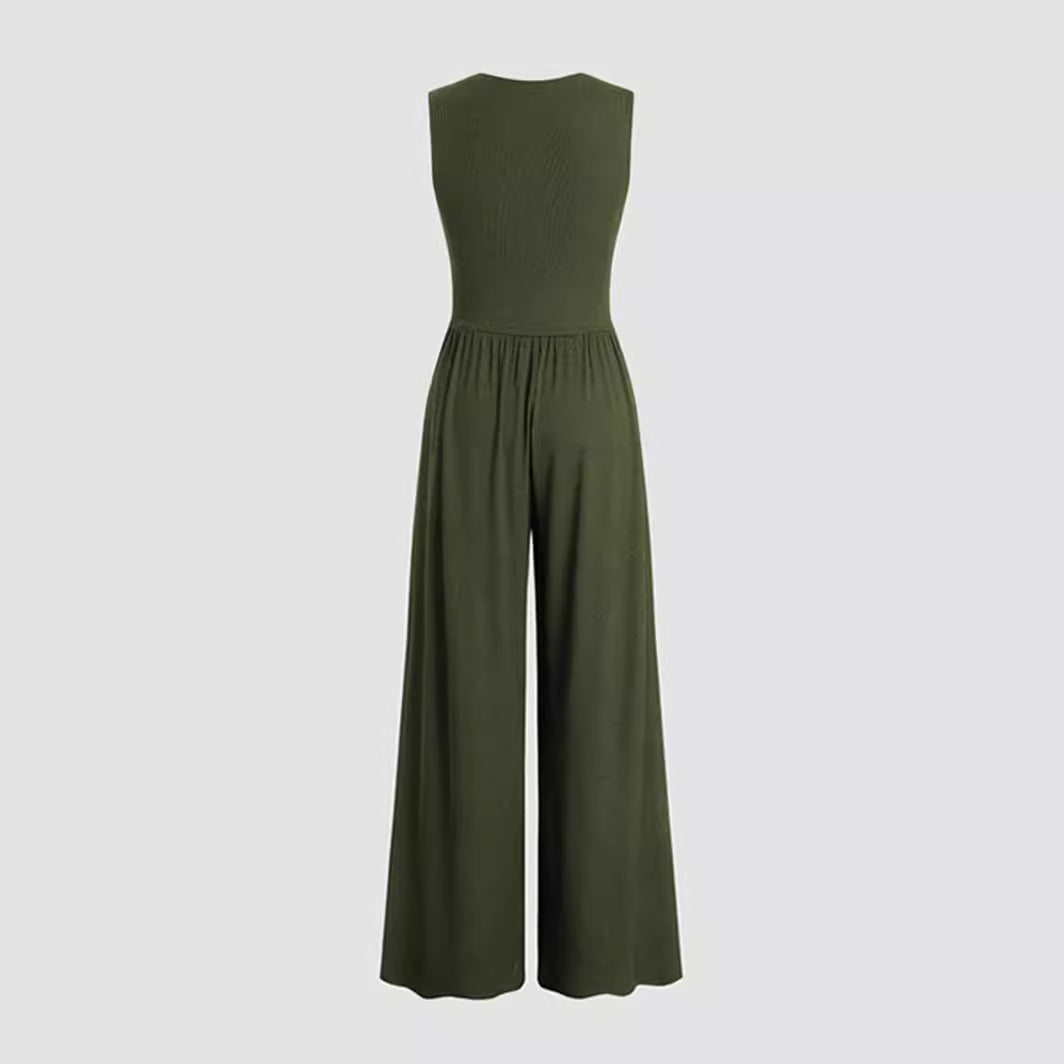 sleeveless wide leg jumpsuit