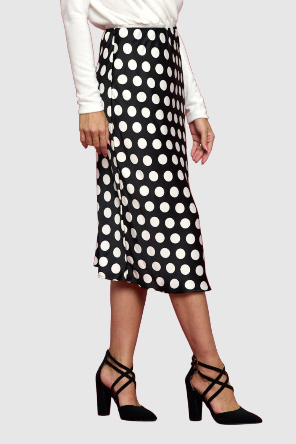 polka dot midi skirt