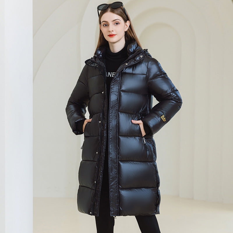 Hooded puffer long coat