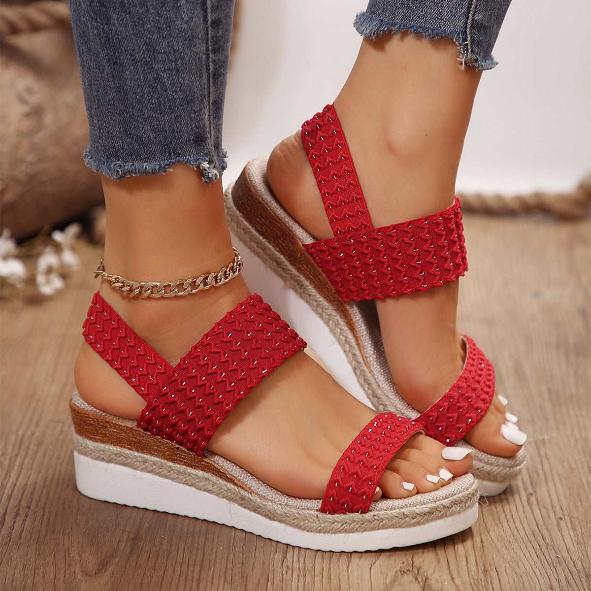 comfortable low wedge sandals