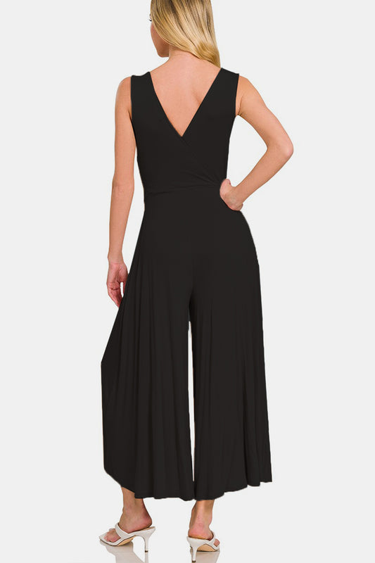 Surplice Neckline Sleeveless Jumpsuit