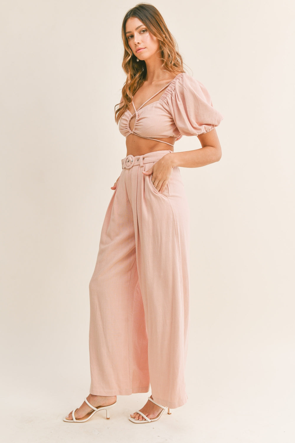 summer wide leg pants outfits Pink